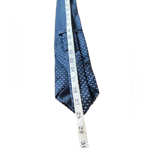 Alby Made in Italy Blue & Gold Checkered Silk Tie 56” - Picture 3 of 11